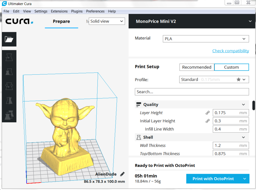 G code generator for 3d printing