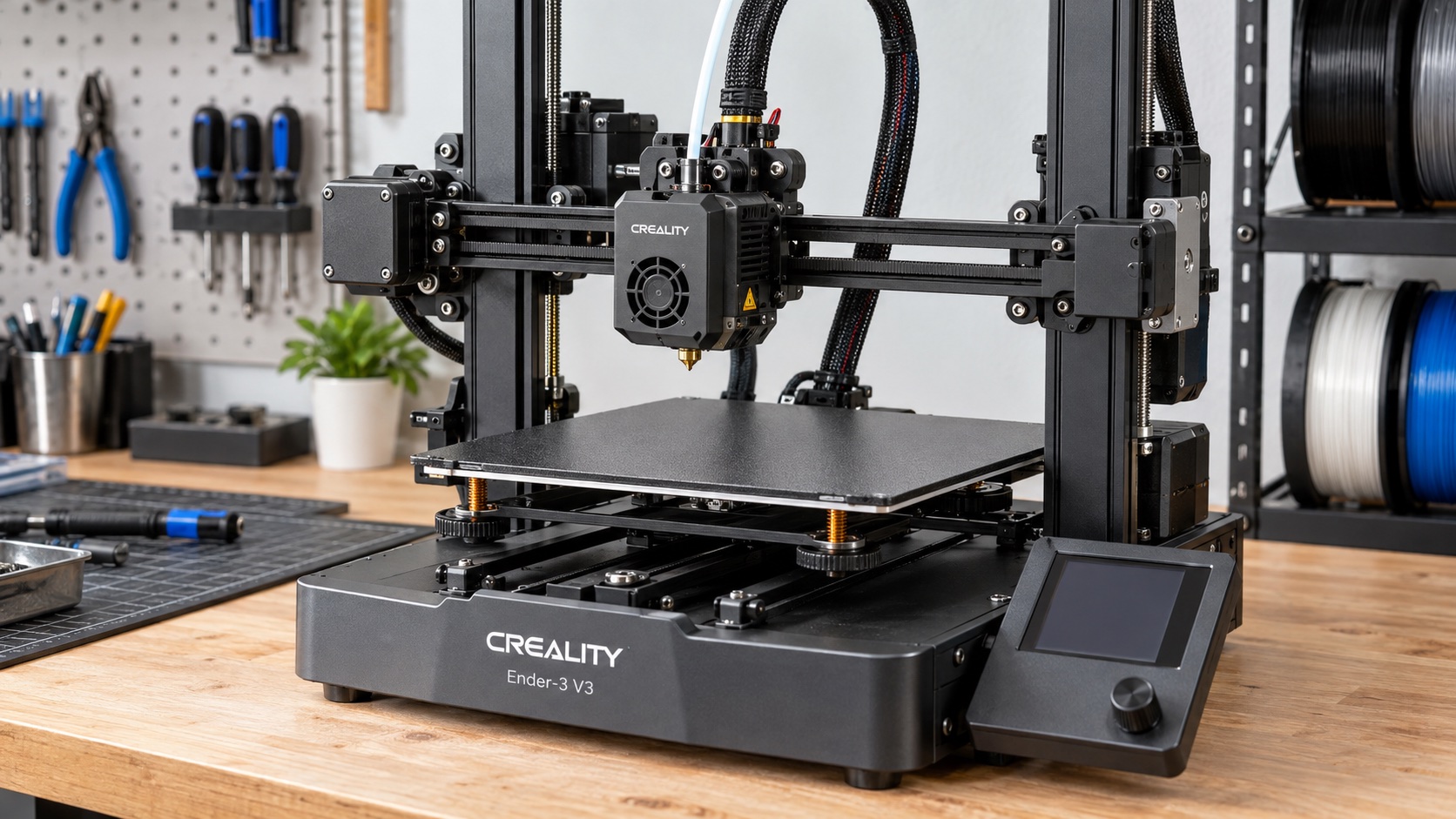 Componentes mecánicos visibles de una impresora Creality Ender-3 V3